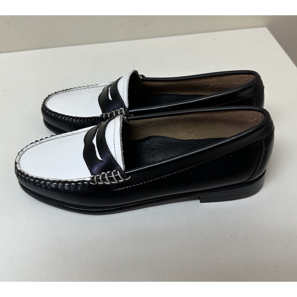 G.H. Bass Weejuns Whitney Shoes Penny Loafers Black White Leather Oxfords 8.5 M - Picture 4 of 8